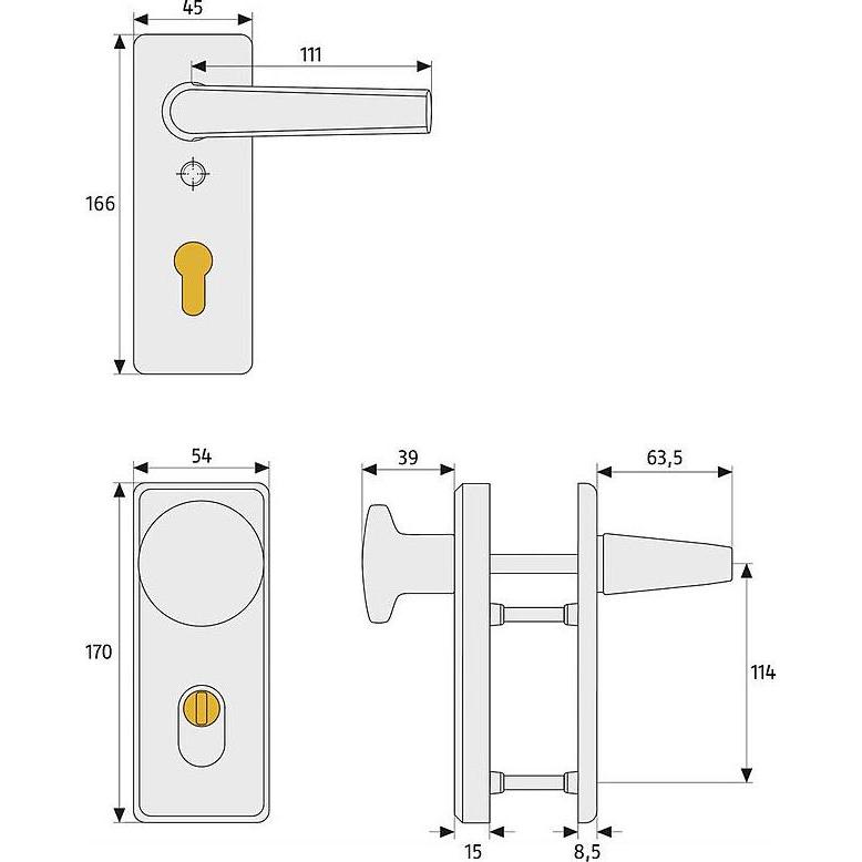 Thumbnail - Abus, Türgriff + Fenstergriff, KKZS700 F1 FS Schutzbeschlag FH-Tür DG, alu. (Türschild)