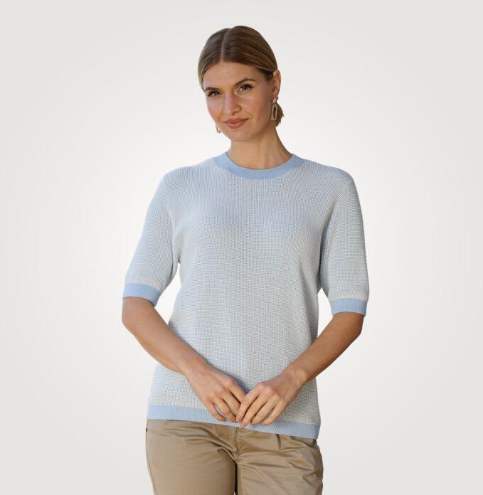 Produktbild Artime Trendiger Kurzarmpullover, 2-farbig, mit Struktur (L)