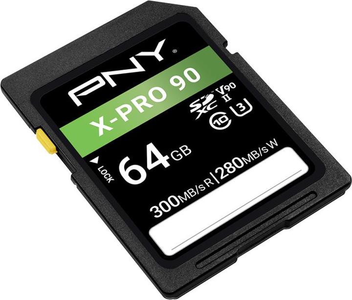 Productafbeelding PNY SD XC Card X-PRO 90 U3 V90 UHS-II (64 GB, SDXC, U3, UHS-II)