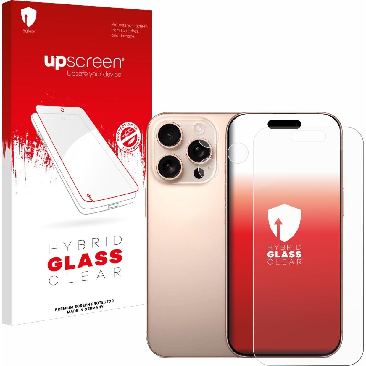 upscreen Schutzglas Schutzfolie Glas Folie Displayschutz klar (1 Stück, Apple iPhone 16 Pro), Smartphone Schutzfolie, Tr...