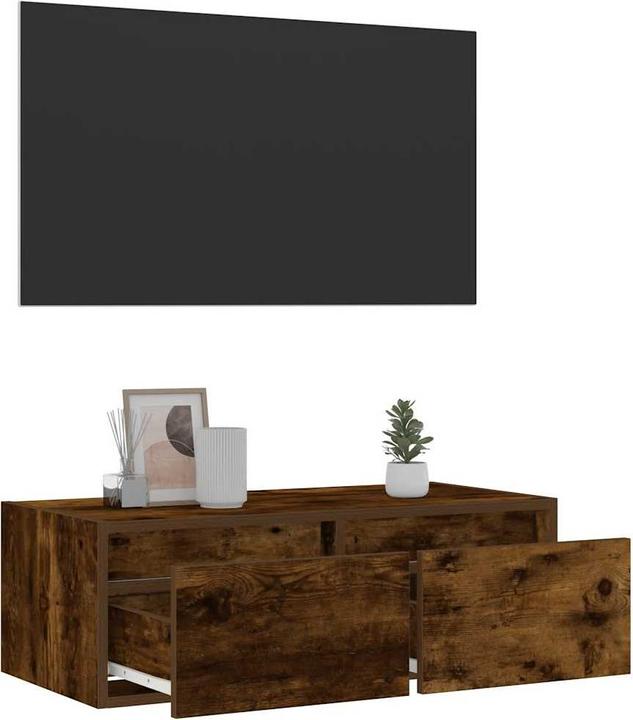 Actual product image VidaXL TV cabinet with LED lights smoked oak 75x35.5x25 cm HiFi cabinet