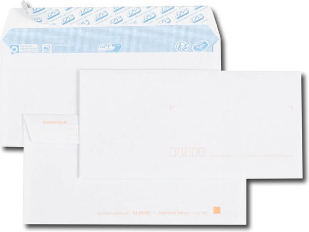 Actual product image GPV Enveloppes pr'cas'es, DL, 110 x 220 mm, blanc (110 x 220 mm, 500x)