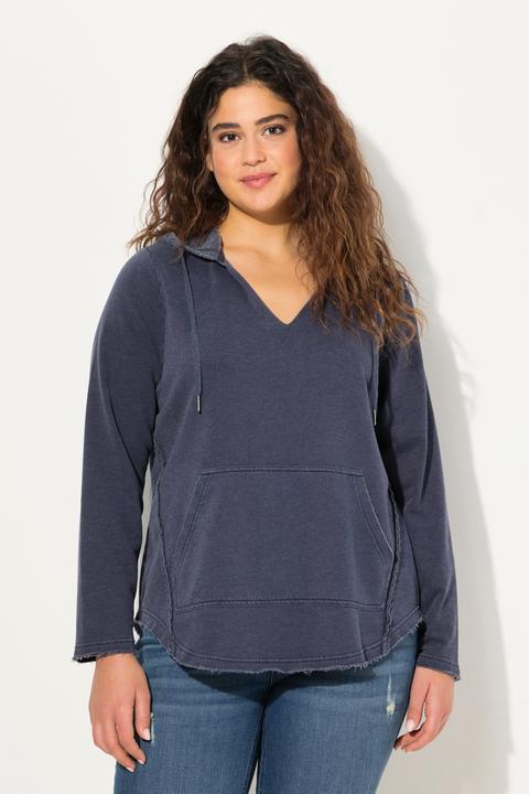 Produktbild Ulla Popken Hoodie, offenkantig, Kapuze, V-Ausschnitt, Langarm (42, 44)