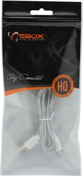 Actual product image Sbox USB-1031W USB->Micro USB 1M white (1 m, USB 2.0)