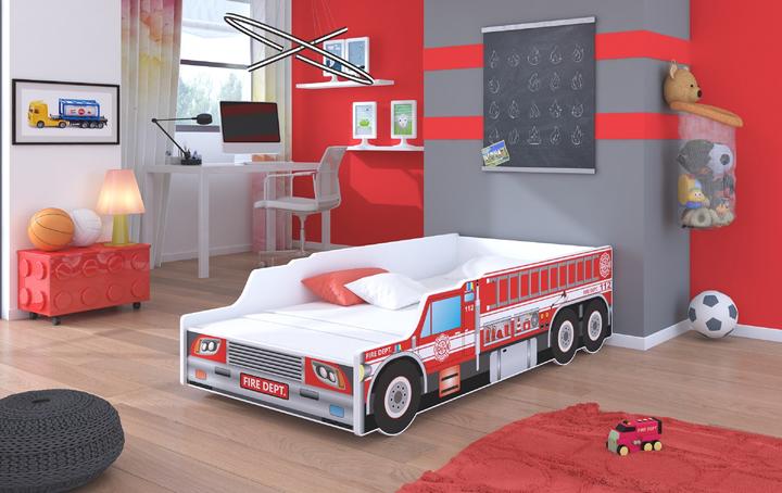 ADRK Furniture Bed with mattress FIRE TRUCK 140x70 (140 x 70 cm)