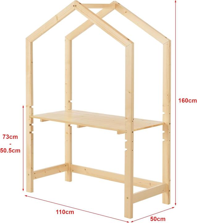 Actual product image Milkii Kinder Schreibtisch, Naturholz, 4-stufig höhenverstellbar