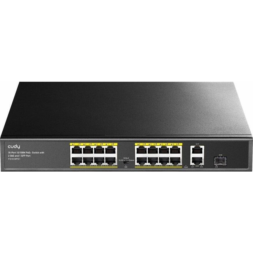Cudy FS1018PS1 network switch Fast Ethernet (10/100) Power over Ethernet (PoE) Grey (18 Ports), Netzwerk Switch, Schwarz