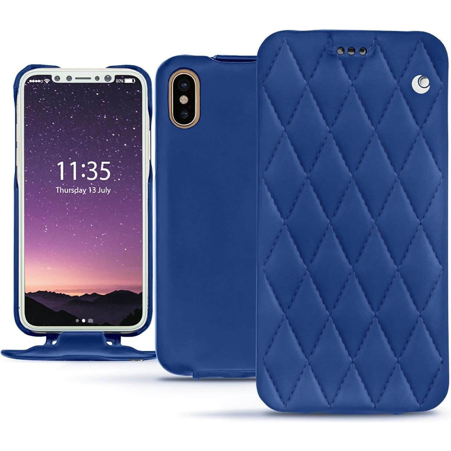 Noreve Lederschutzhülle vertikal (Apple iPhone X), Smartphone Hülle, Blau
