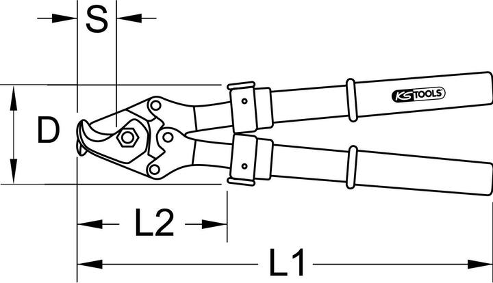 Productafbeelding KS Tools Kabelschaar met beschermende isolatie, telescopische handgreep, 360-520mm (520 mm)