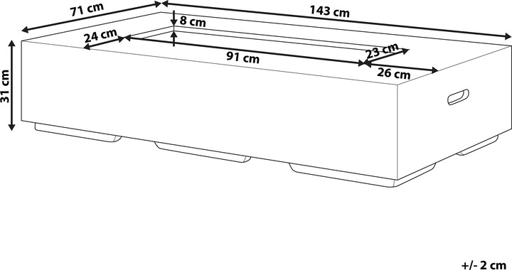 Produktbild Beliani Feuerstelle grau Leichtbeton rechteckig PAVO II (143 cm)