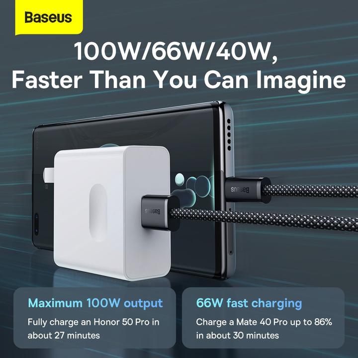 Image du produit Baseus Câble USB vers USB-C Dynamic Series, 100W, 2m (noir) (2 m, USB 2.0, 100 W)