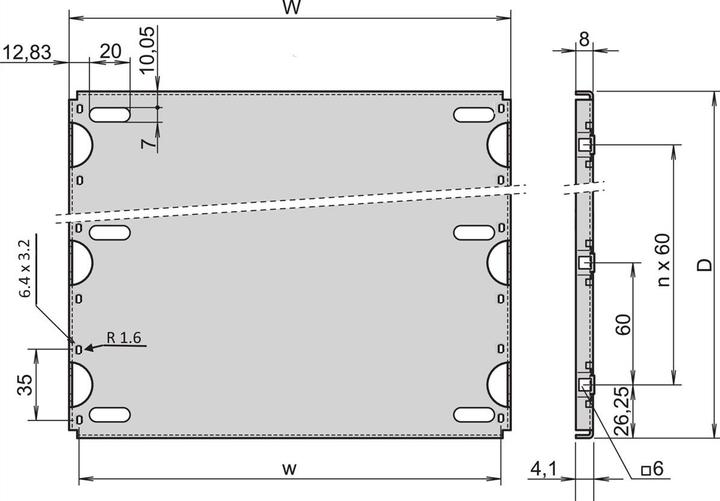 Actual product image Schroff Mounting plate standard - MOUNTING PLATE 220T 63TE