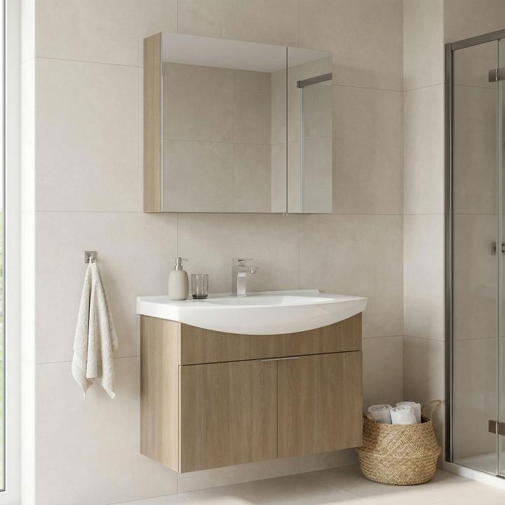 Produktbild Homitis Purus 80 Bathroom Cabinet With Sink & Mirror Set (2 Pieces)