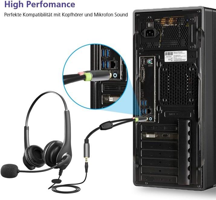 Produktbild Helos Adapterkabel, Klinke 3,5mm Buchse/2x Klinke 3,5mm Stecker,PREMIUM, schwarz Klinke 3,5mm Buchse/2x K (Audio Splitter)