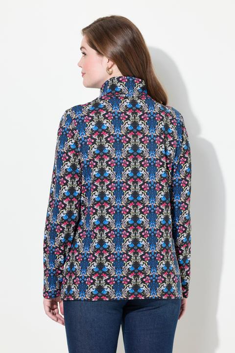 Actual product image Ulla Popken Floral Damask Print Long Sleeve Turtleneck Tee (50, 52)