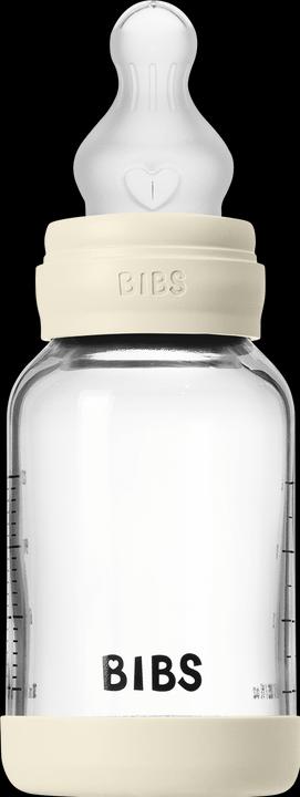 Actual product image Bibs - Glass Baby Bottle Round Silicone 1 pack 120 ml Slow Flow - Ivory - 120 ml (120 ml)