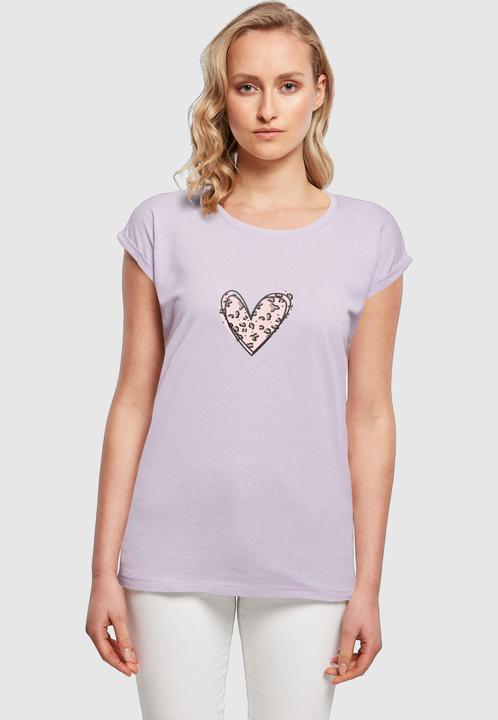 Produktbild Merchcode Ladies Valentines Day - Leopard Heart Extended Shoulder Tee - 117969 (S)