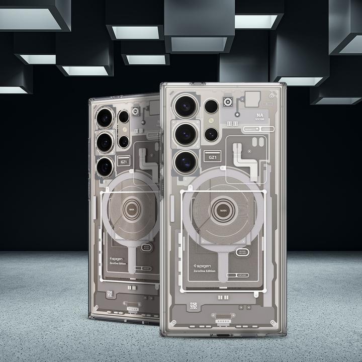 Actual product image Spigen Ultra Hybrid Metal Ring Zero One (MagFit) Galaxy S24 Ultra Case, Natural Titanium (Samsung Galaxy S24 Ultra)