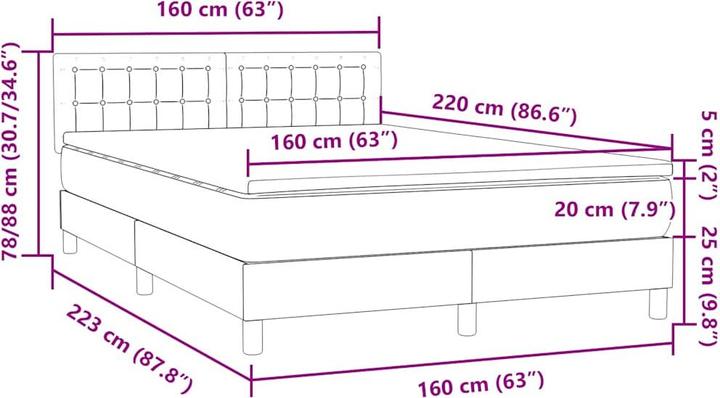 Produktbild vidaXL Boxspringbett (160 x 220 cm)