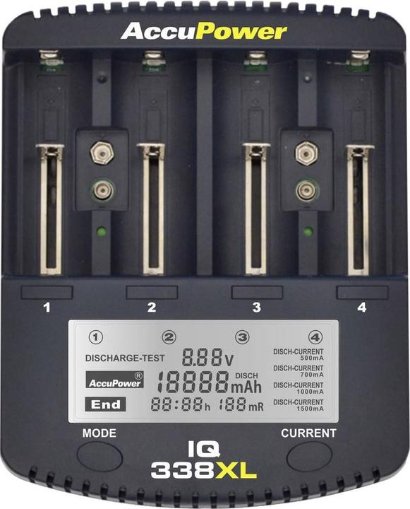 Produktbild AccuPower Rundzellen-Ladegerät NiCd, NiM (1 Stk., 14500, 18650, AA, CR123A, Ladegerät inkl. Akku)