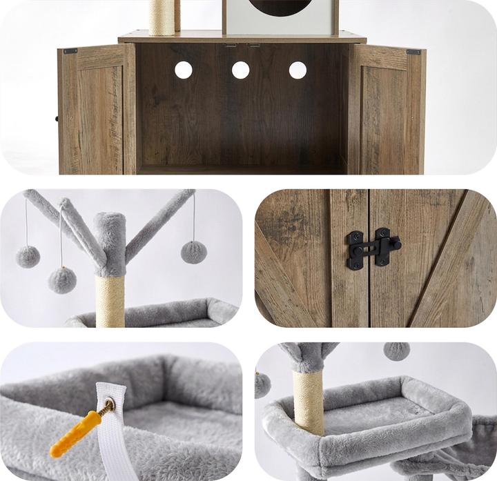 Produktbild Relaxdays Kratzbaum (150 cm, Grau, Hellbraun, Weiss)