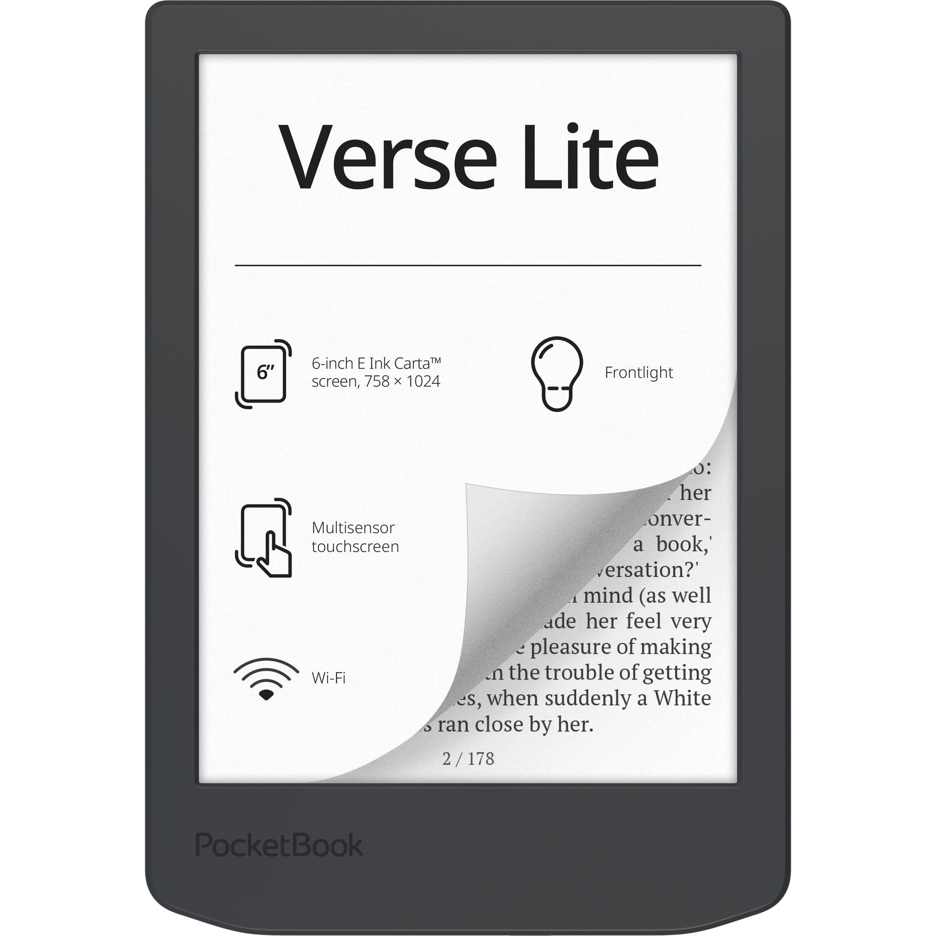 PocketBook Verse Lite (6", 8 GB), eReader, Grigio
