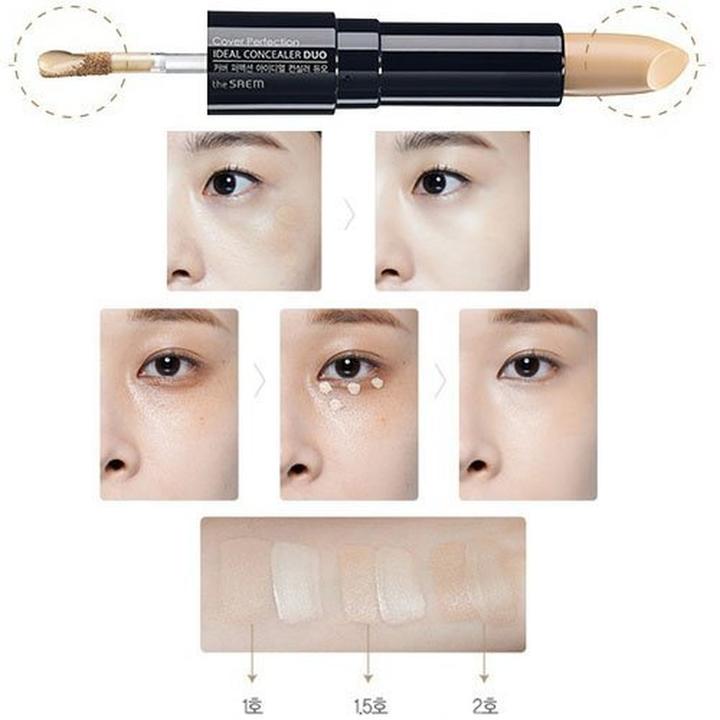 Actual product image The Saem Cover Perfection Ideal Concealer Duo 1.0 Clear Beige (1.0 Clear Beige)