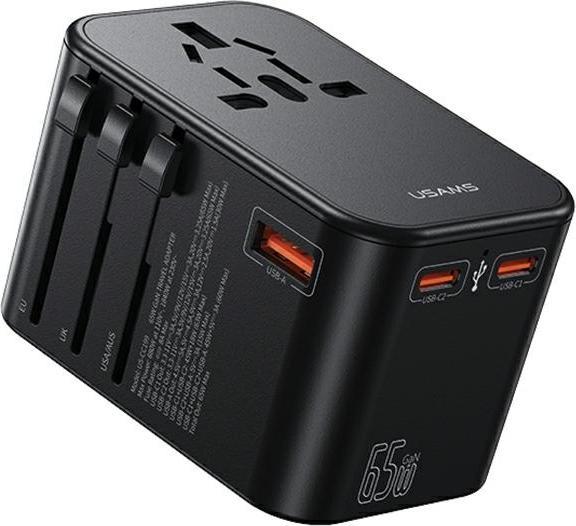 Produktbild Usams US-CC199 T62 65W Dual Type-C+USB Universal Travel Charger (US/AU/UK/EU)