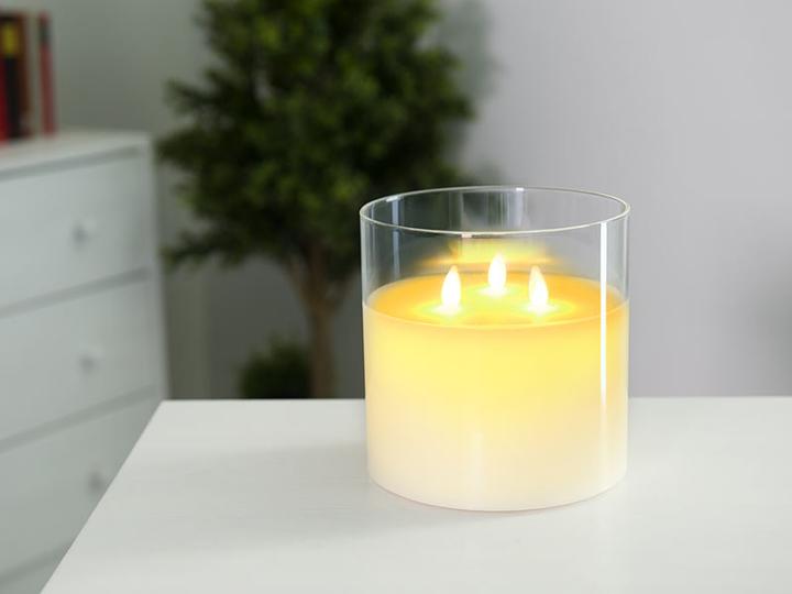 Actual product image Lunartec Set of 2 LED real wax candle in wind glass