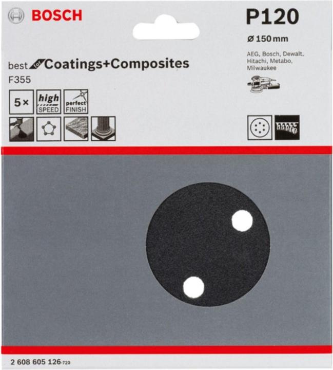 Produktbild Bosch Professional Zubehör PRO F355 Schleifblatt, 150 mm, G120 (120)