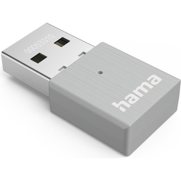 Hama AC600 Nano-WLAN-USB-Stick, 2.4/5 GHz (USB), Netzwerkadapter, Grau