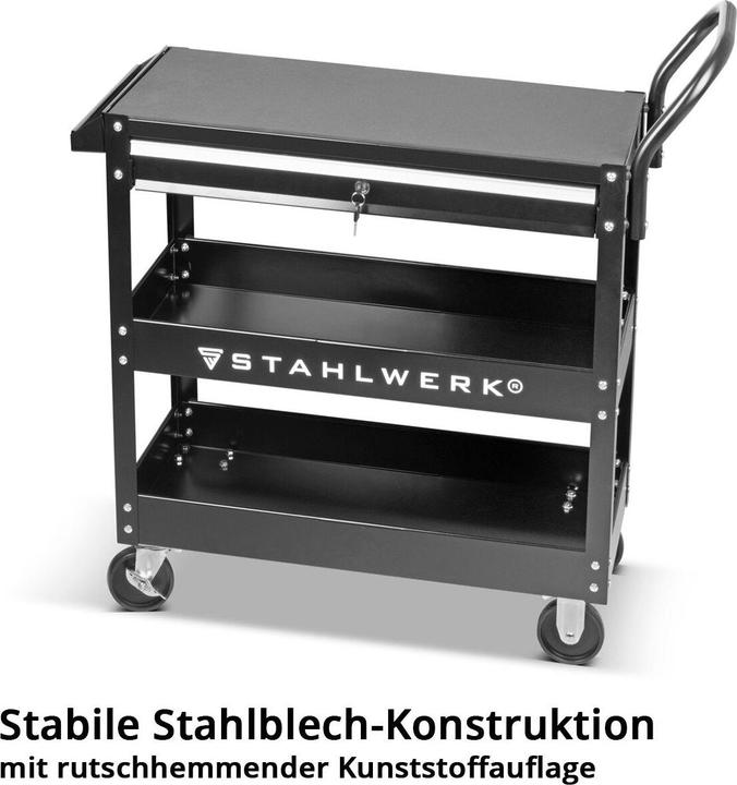 Produktbild Stahlwerk Werkzeugwagen WZE-3 ST mit 150 kg Tragkraft, abschliessbarer Schublade (1 x)