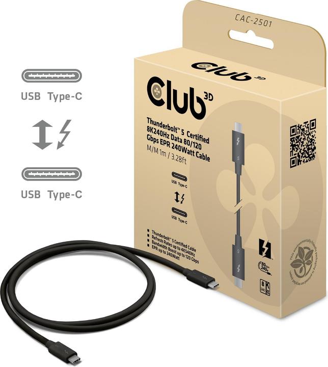 Produktbild Club 3D USB C — USB C (1 m, 240 W)