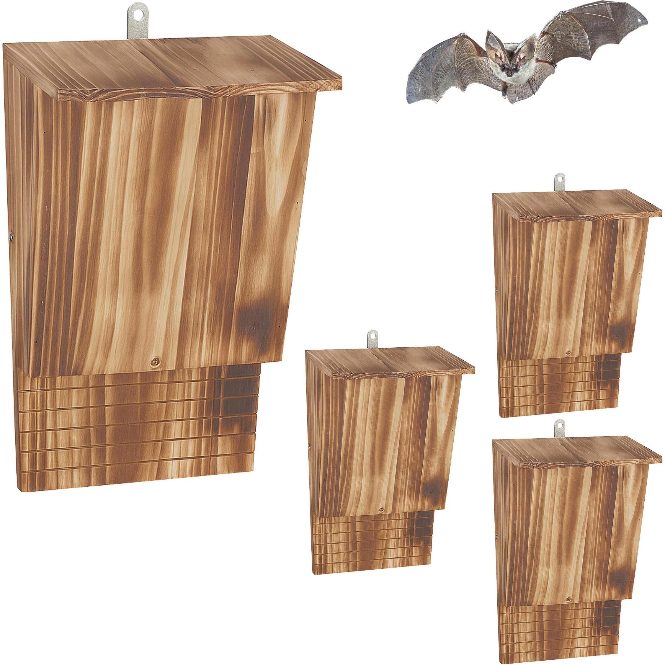 Comparer les prix de Relaxdays Fledermauskasten geflammt 4er Set, Nichoir