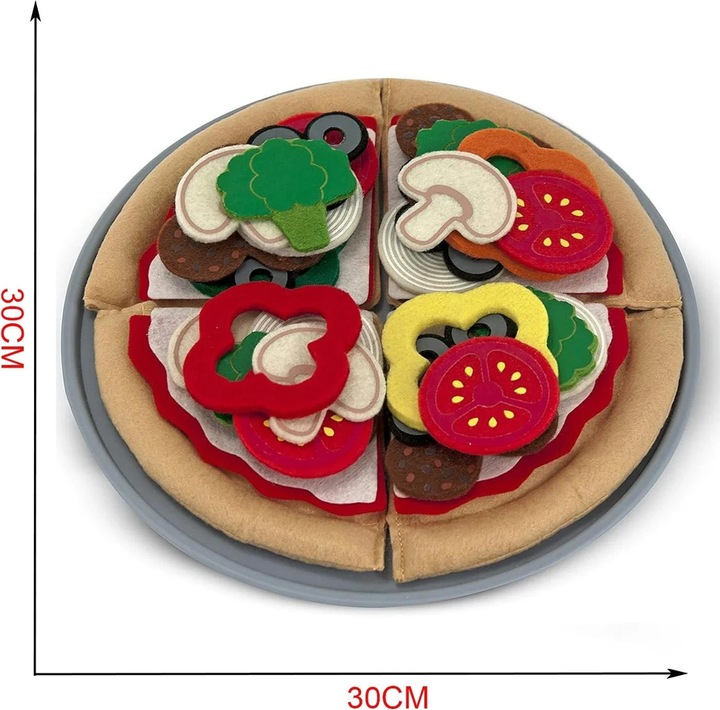 Actual product image Activity Board Felt pizza food matching game set, mini food set for children's kitchen, pretend play