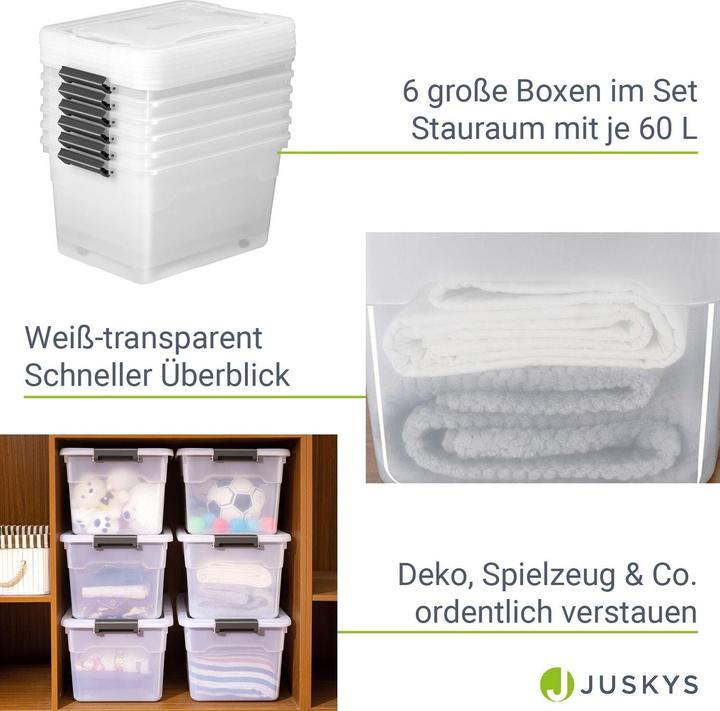 Immagine prodotto Juskys Set di scatole portaoggetti con coperchio (58 x 43 x 34 cm, 60 l)
