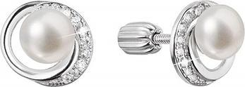 Image du produit Evolution Group Silver Stud Earrings With A Round River Pearl And Zircons.1b