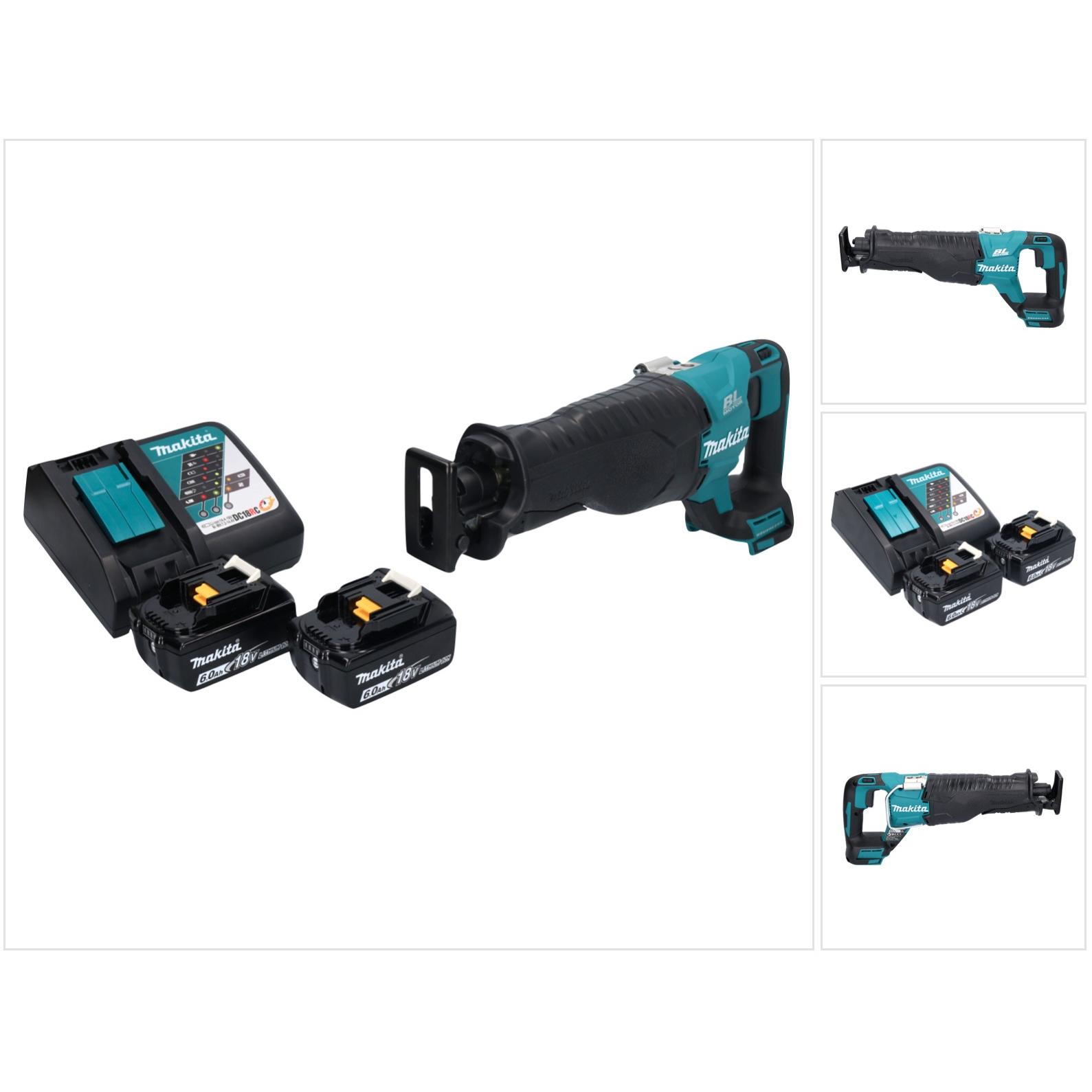 Makita, Säbelsäge, DJR 187 RG Akku Reciprosäge Säbelsäge 18 V Brushless + 2x Akku 6,0 Ah + Ladegerät