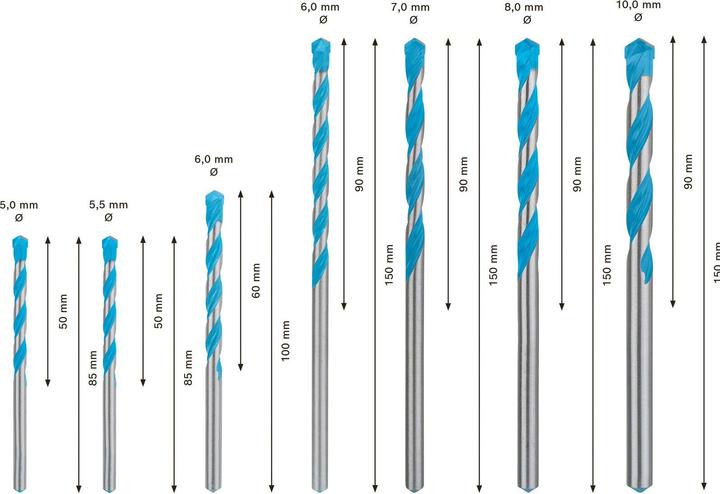 Produktbild Bosch Professional Zubehör Expert CYL-9 (Ø 8.0 mm, 5.0 mm, 5.5 mm, 7.0 mm, 6.0 mm, 10.0 mm)