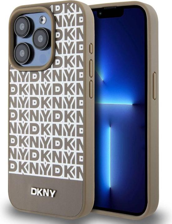 Image du produit DKNY PU Leather Repeat Pattern Bottom Stripe MagSafe Case pour iPhone 13 Pro Brown (Apple iPhone 13 Pro)