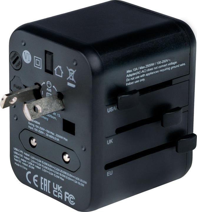 Produktbild Verbatim Universal Travel Adapter with 1 x USB-C PD 20W / 1 x USB-A QC 3.0