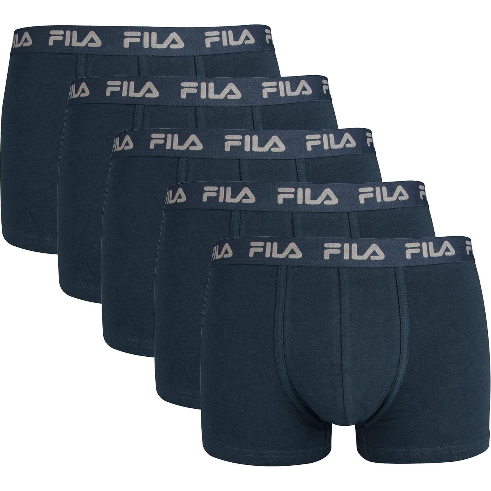 FILA, Herren, Unterhosen, Boxershorts Casual Stretch, Blau, (XL, 5er Pack)