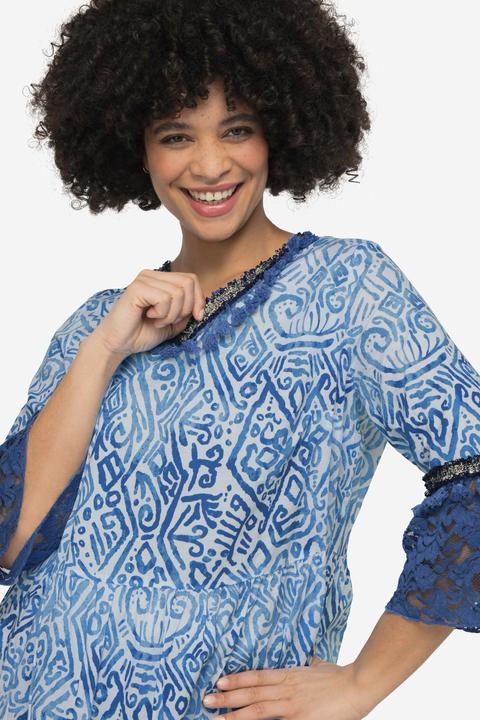 Actual product image Angel of Style A-Line Voile Tunic with All-Over Print and Lace Frills (48)