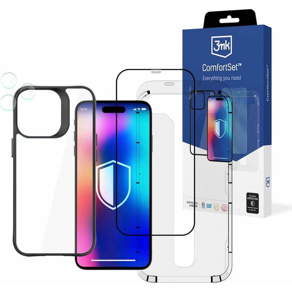 3MK Comfort Set 4in1 iPhone 14 Pro Max 6.7" Zestaw akcesoriów ochronnych 4w1 (1 Stück, Apple iPhone 14 Pro Max), Smartph...