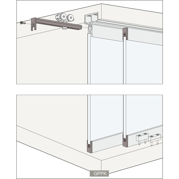 Actual product image HAWA Sliding door fittings -Clipo 36 GPPK, Inslide / Fixed glass