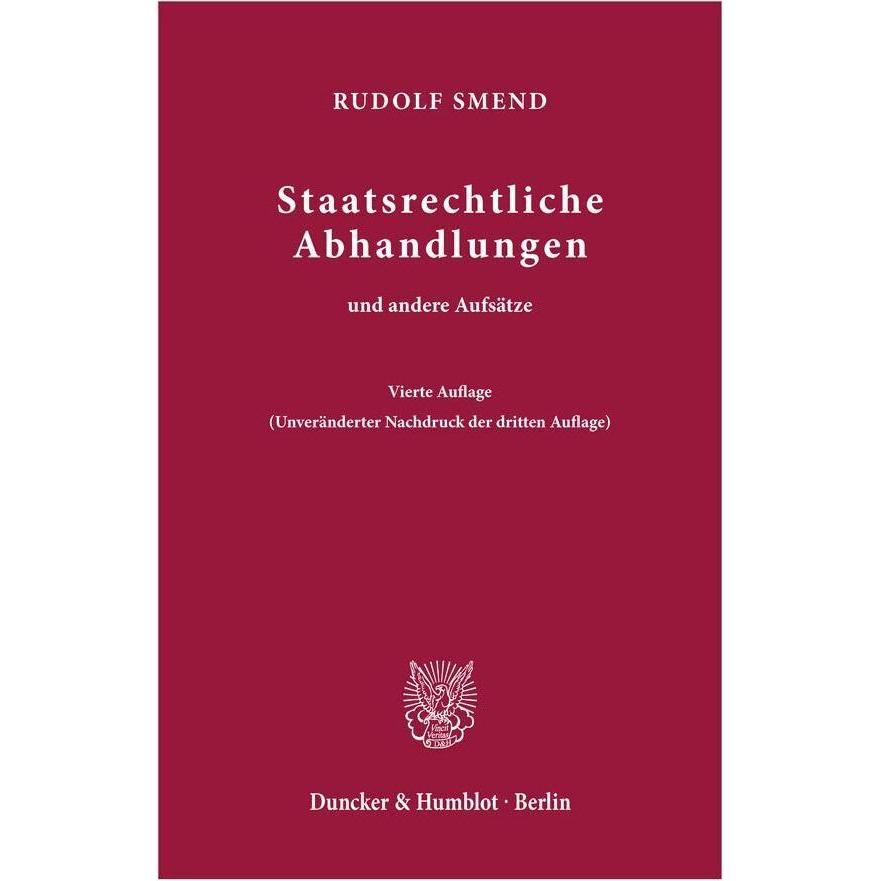 Staatsrechtliche Abhandlungen, Fachbücher von Rudolf Smend