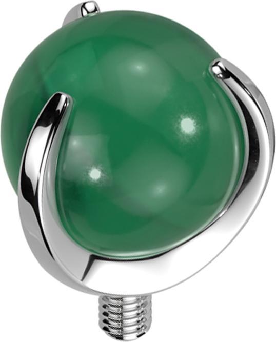 Produktbild Star Piercing Dermal Anchor silber Kugel Jade Stein gefasst (Titan, ohne Messing, Mineralisch)