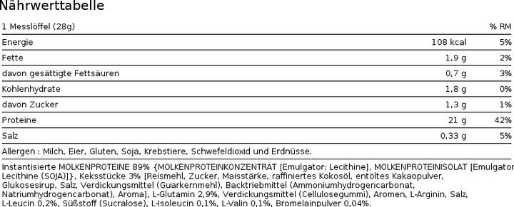 Nährwerte und Zutaten Biotech USA 100 Pure Whey (Bourbon-Vanille, 1 Stk., 2270 g)
