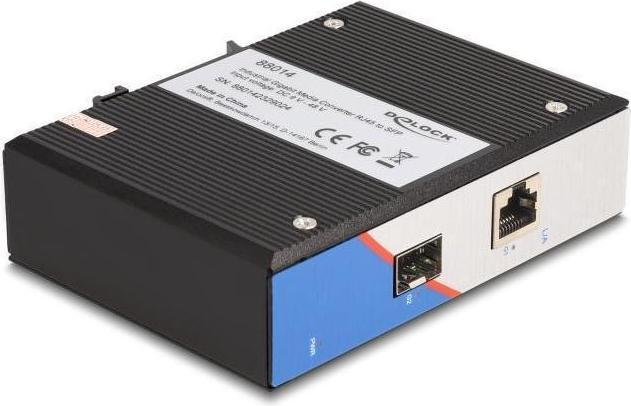 Produktbild Delock Industrie Gigabit Medienkonverter RJ45 zu SFP für Hutschiene (2 Ports)