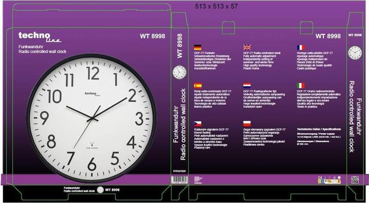 Produktbild Technoline Funkwanduhr WT 8998 (50.50 cm)